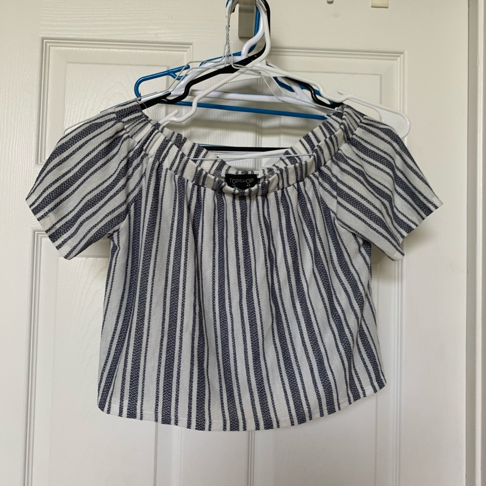 Topshop Striped Off the Shoulder Top